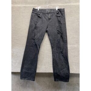 RSQ Skinny Jeans Mens 38x30‎ Black Denim Dark Wash Mid Rise Distressed Casual